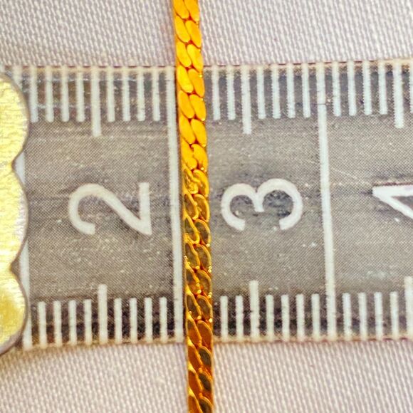 Pendant Necklace Gold Tone Flat Cobra Chain Clear Rhinestones Central Opalesque - Picture 9 of 11